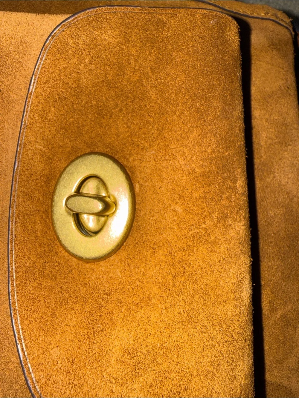 Coach Brown Suede Shoulder Bag with Front Pockets